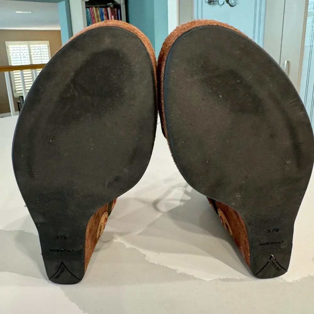 Prada suede wedge sandals. Size 37.5 US 7.5 - Picture 11 of 16